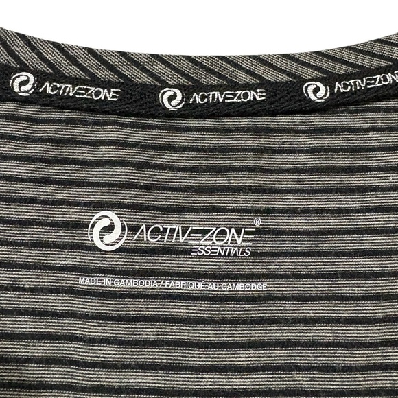 ActiveZone by Penningtons, Striped Short Sleeve Tee, Plus Size X, Gray, Black - Picture 4 of 8